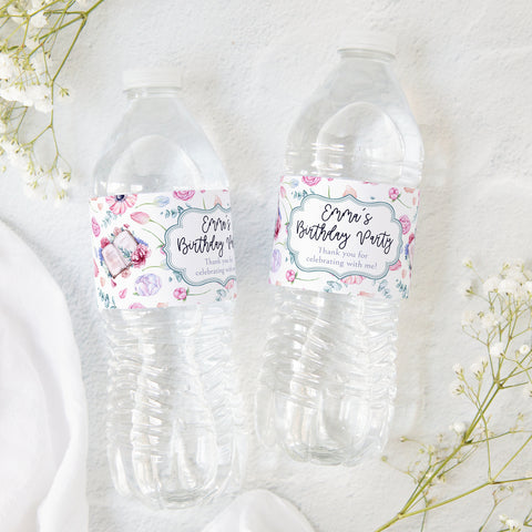 Floral Books Water Bottle Label - Greengate Images