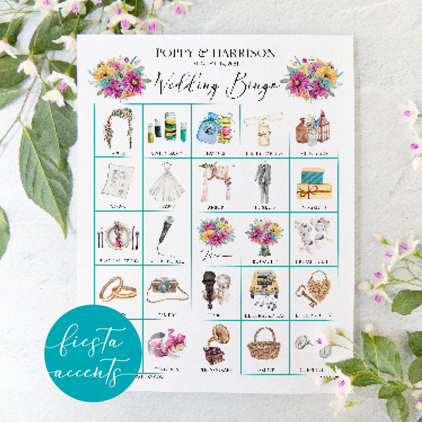 Wedding Bingo Cards - 100 card, Personalization, Fiesta - Greengate Images