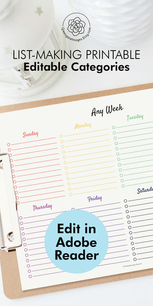 Weekly List Page/Planner