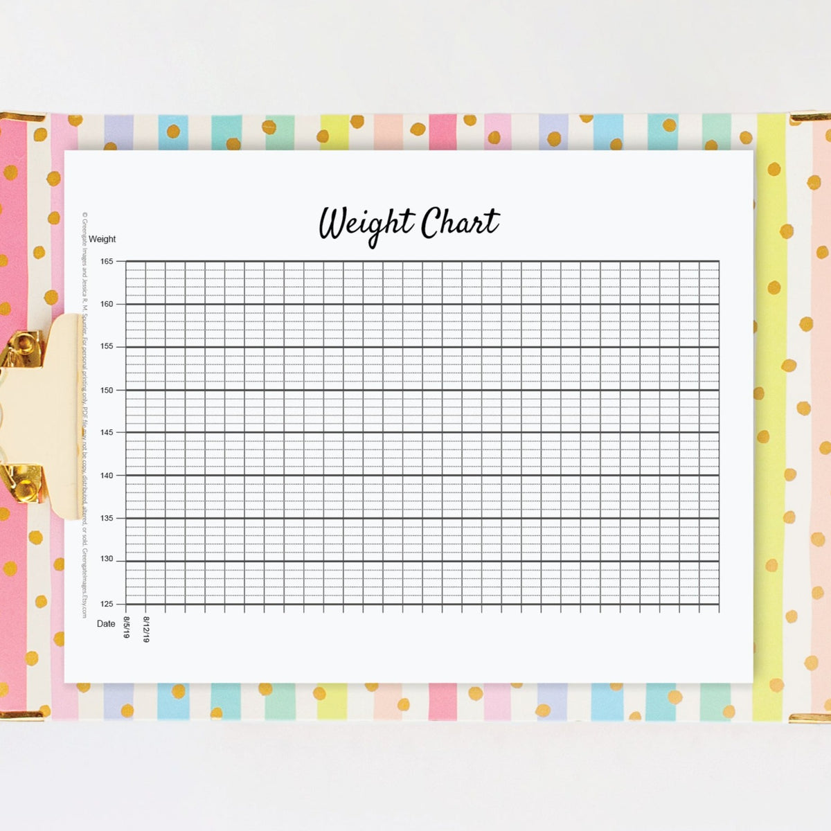 Tracking Chart Weight loss and other data Greengate Images