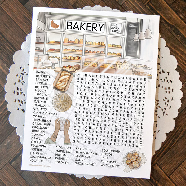 Bakery Word Search - Printable Digital Download by Greengate Images