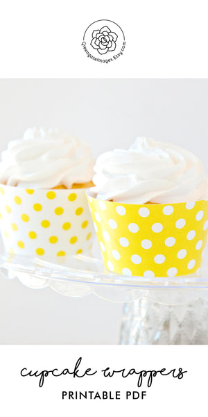 Yellow Polka Dot Cupcake Wrappers - Printable Digital Download by Greengate Images