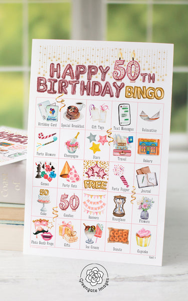 50th Birthday Bingo - Blush Pink and Gold