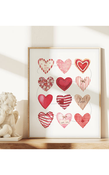 8x10" & 5x7" Valentine's Day Wall Art - 12 Hearts