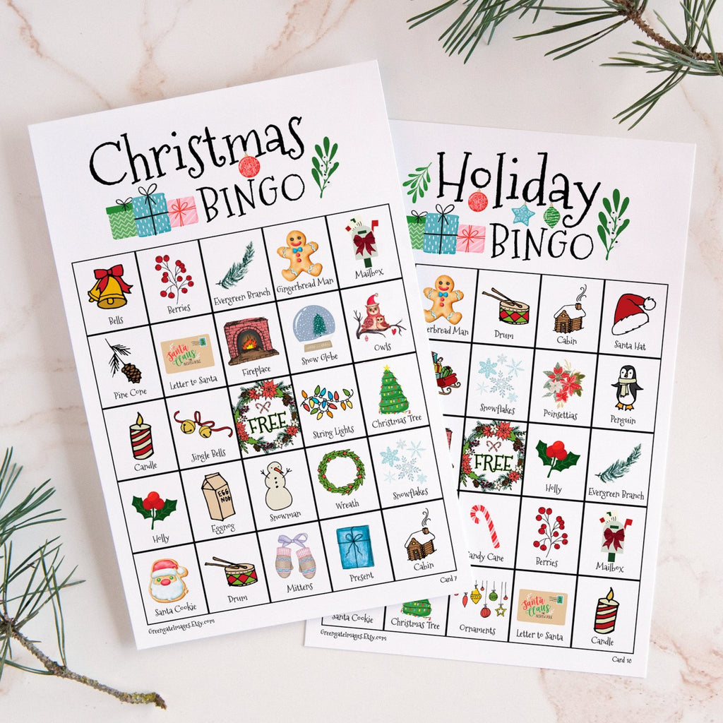 christmas-holiday-bingo-greengate-images for 20 Free Printable Christmas Bingo Cards Christmas/Holiday Bingo – Greengate Images for 20 Free Printable Christmas Bingo Cards