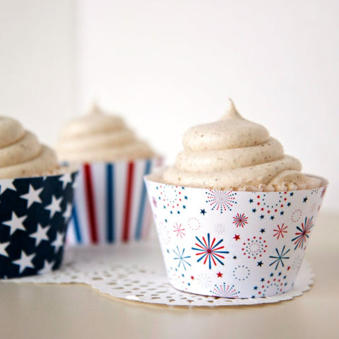 Patriotic Cupcake Wrapper Trio - Stars, Stripes, Fireworks