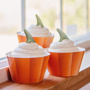 Pumpkin Cupcake Wrappers with Toppers