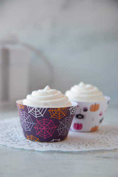 Spiders and Webs Halloween Elements Cupcake Wrappers