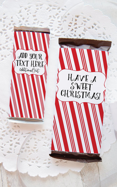 Christmas Candy Bar Wrapper Duo - Red Peppermint Stripe