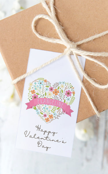 Floral Heart Valentine's Day Gift Tag
