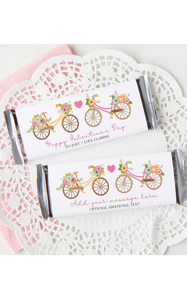 Galentine's Day Candy Bar Wrappers - Flowers and Bicycles