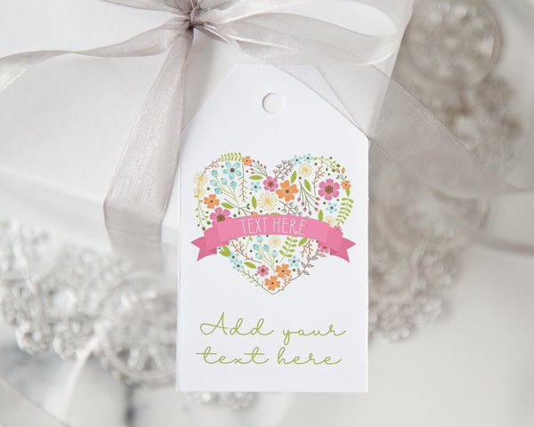 Floral Heart Valentine's Day Gift Tag