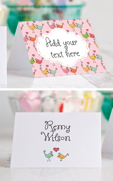 Valentine Love Birds Place Cards Duo
