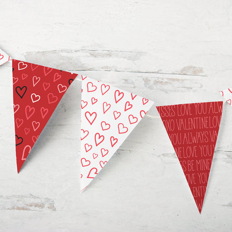 Valentine's Day Bunting - Red Hearts