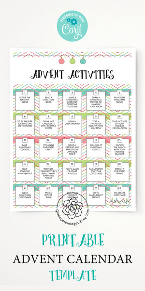 Advent Activities Calendar - Colorful Stripes