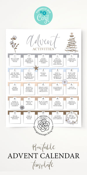 Advent Activities Calendar - Boho Winter