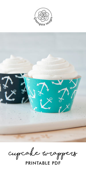 Anchor Cupcake Wrappers - Teal and Navy