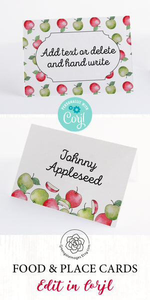 Red and Green Apple Place Cards Duo