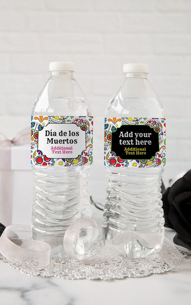 Dia de los Muertos Water Bottle Label - White Background