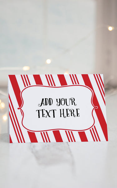 Candy Cane Stripe Buffet Signs - Red