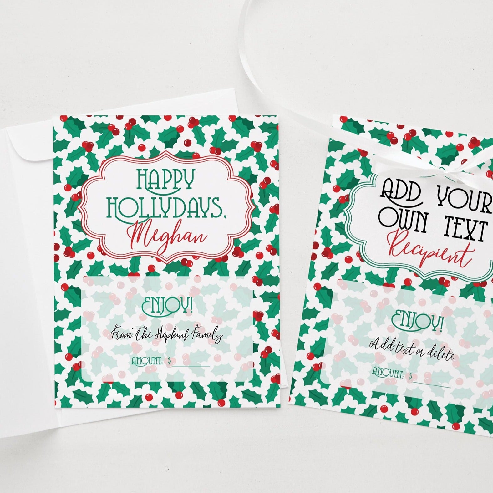 Christmas Gift Card Holder - Holly
