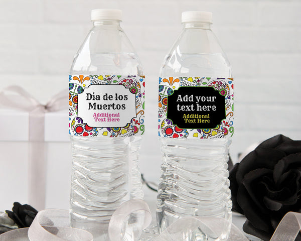Dia de los Muertos Water Bottle Label - White Background