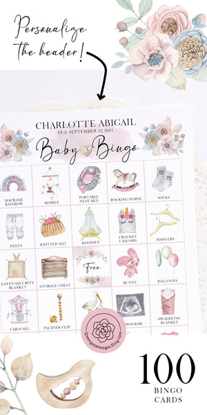 Baby Shower Bingo - Personalization, Pink/Girl