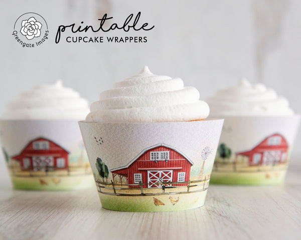 Farm Cupcake Wrappers - Barn Scene