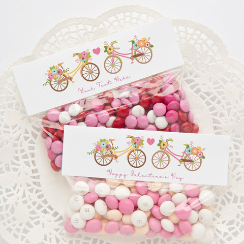 Galentine's Day Bag Toppers - 6.5" Bicycles and Flowers