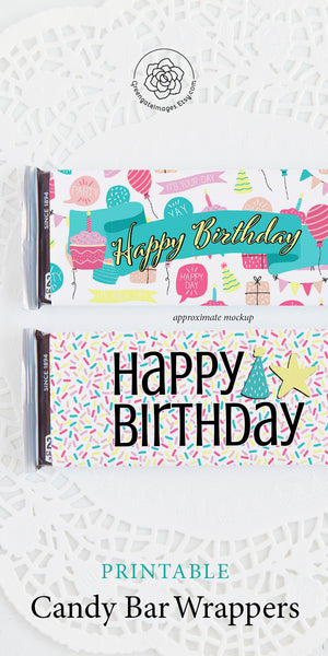 Happy Birthday Candy Bar Wrappers - Greengate Images