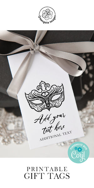 BLACK Masquerade Gift Tag - Greengate Images