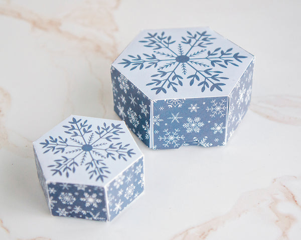 Hexagon Gift Box - Blue Snowflake