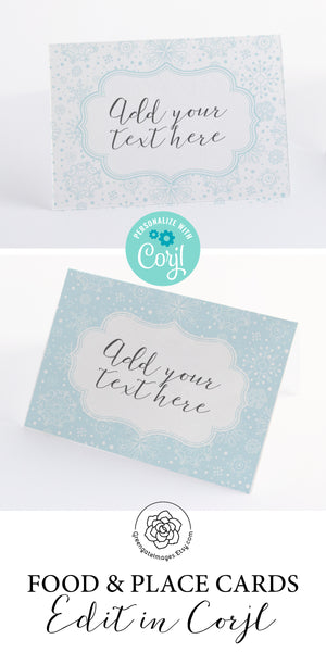 Snowflake Place Cards Duo - Light Blue