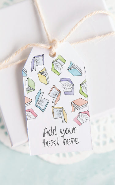 Flying Pastel Books Gift Tag