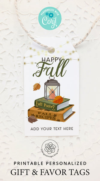 Fall Books and Lantern Gift Tag