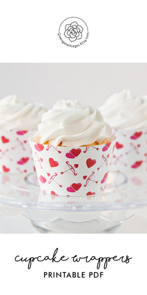 Valentine's Day Cupcake Wrappers - Cupid Bows and Arrows