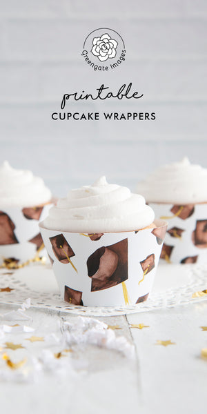 Brown Graduation Cupcake Wrapper - Flying Caps