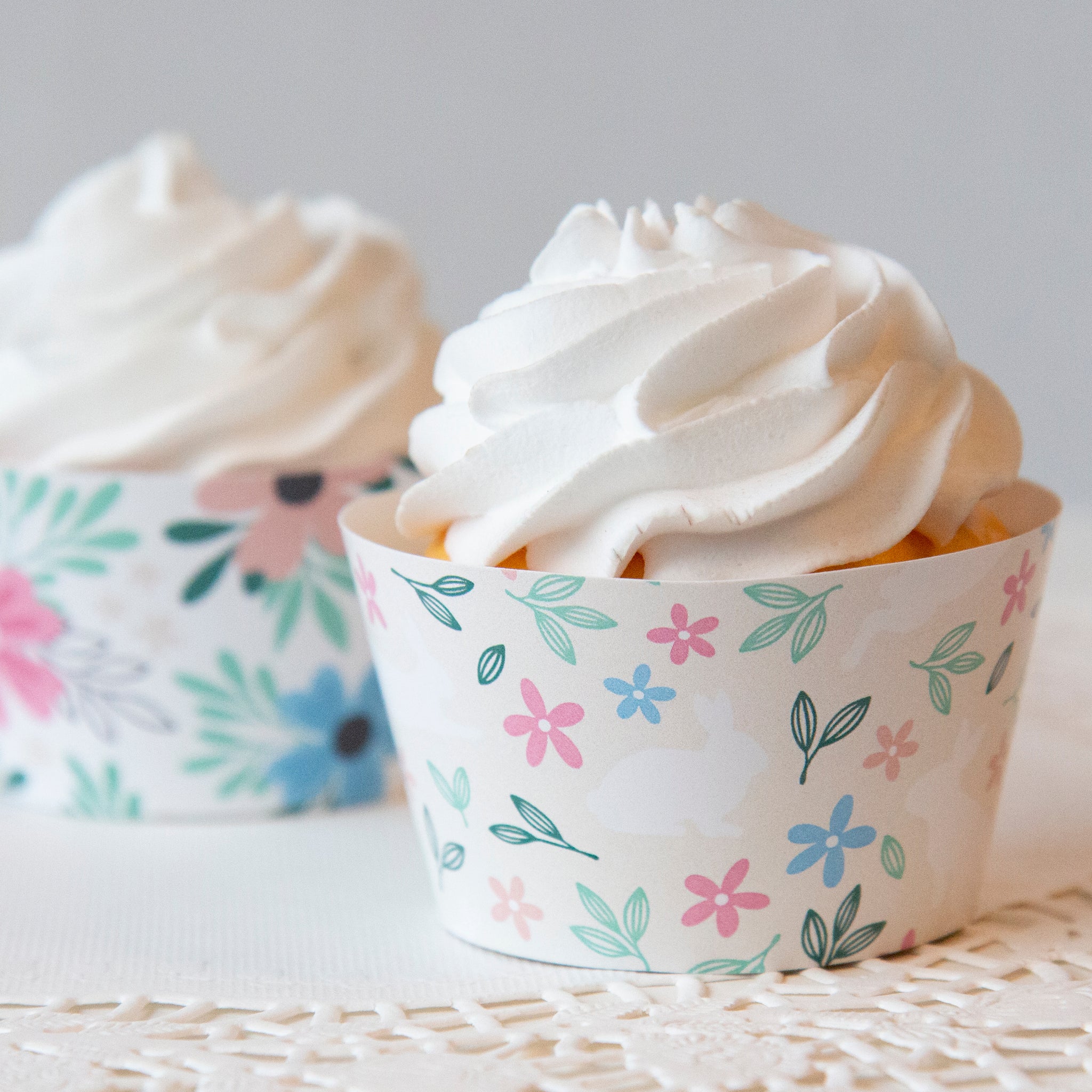 Easter Cupcake Wrappers - Floral Bunny