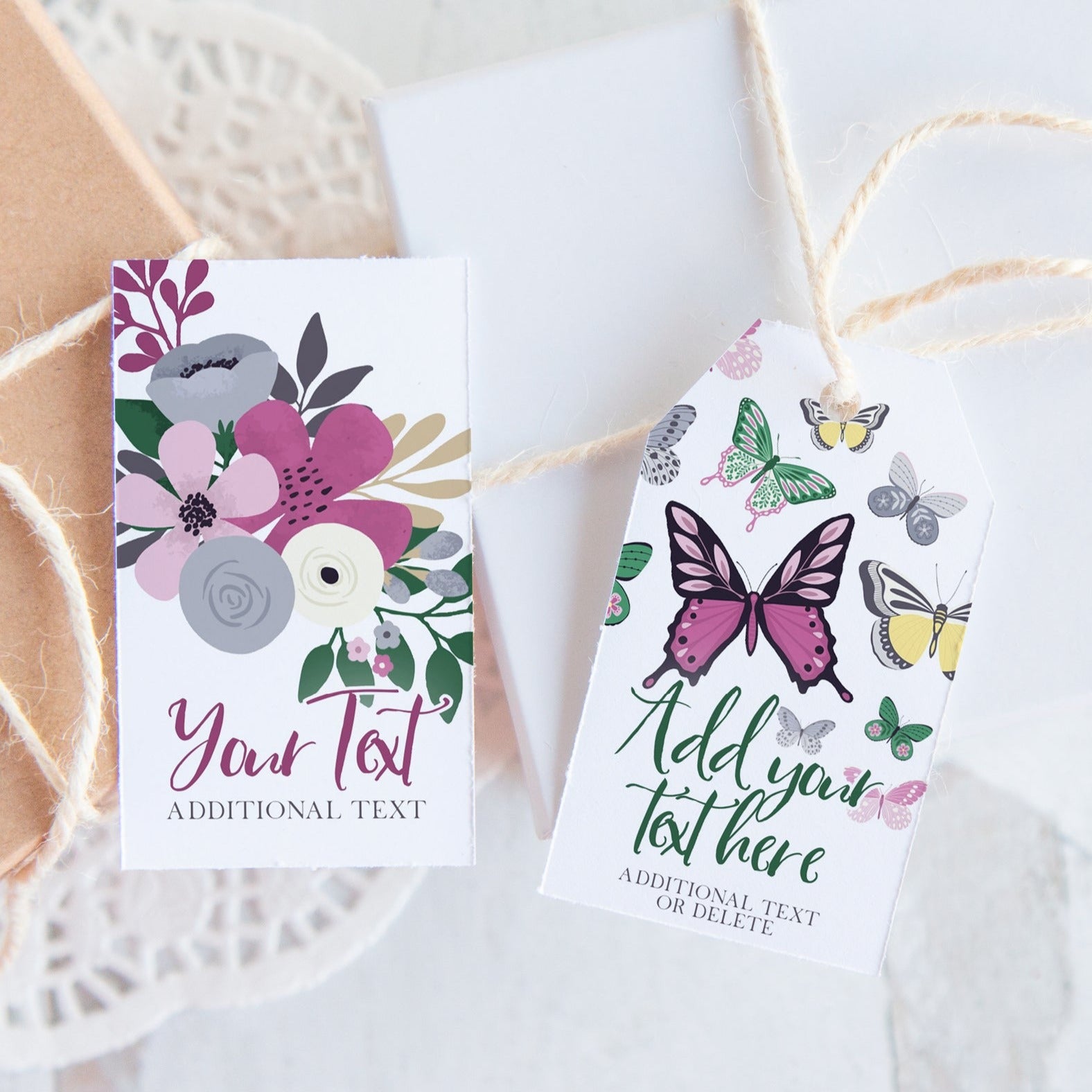 Butterfly and Flowers Gift Tags