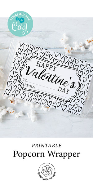 Black/White Valentine's Day Popcorn Wrapper