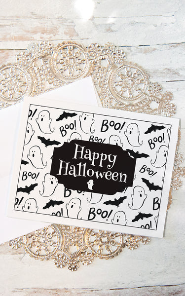 Black and White Ghosts A2 Halloween Card