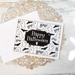 Black and White Ghosts A2 Halloween Card