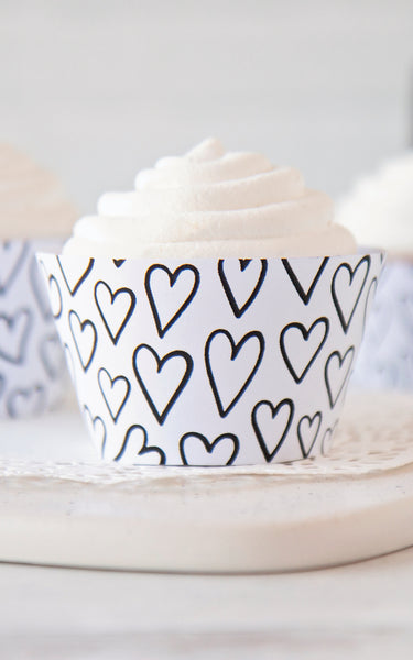 XOXO Cupcake Wrapper - Black and White
