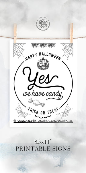 Vintage Style Black and White Trick or Treat Signs