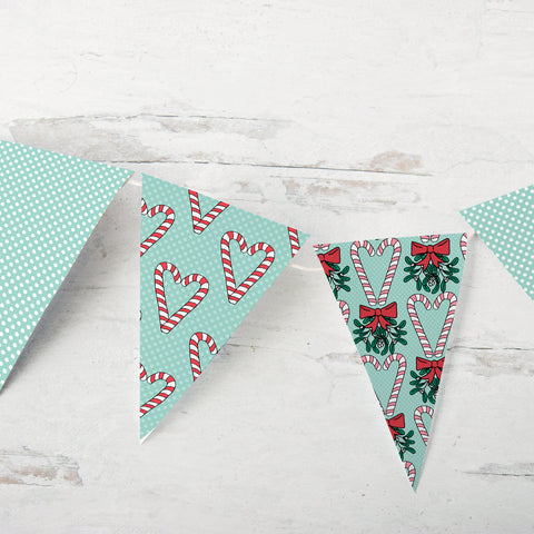 Candy Cane Heart Christmas Bunting