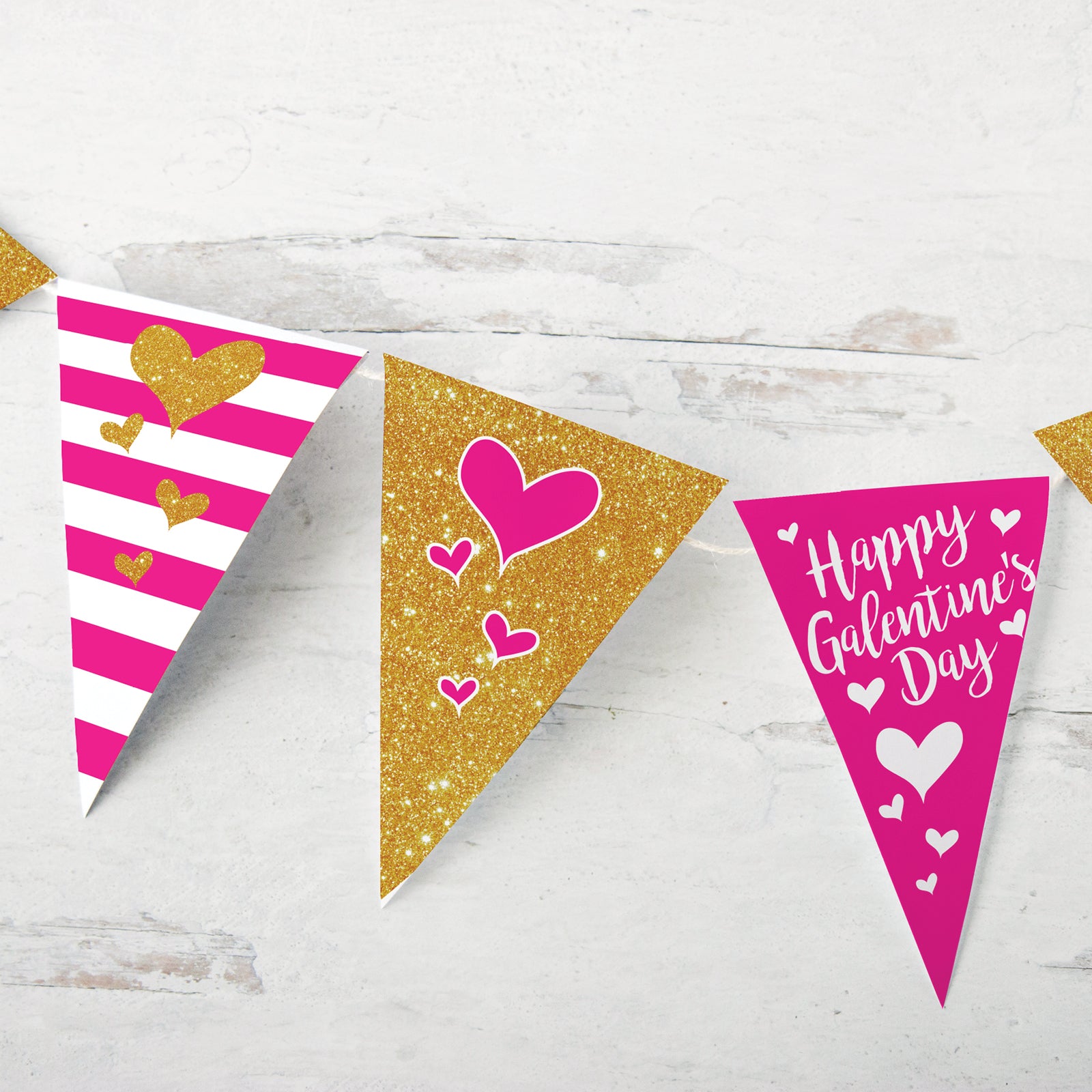 Galentine's Day Bunting - Fuchsia and Gold