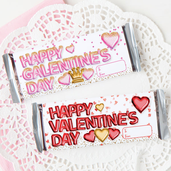Valentine / Galentine Candy Bar Wrapper Duo - Balloon Letters