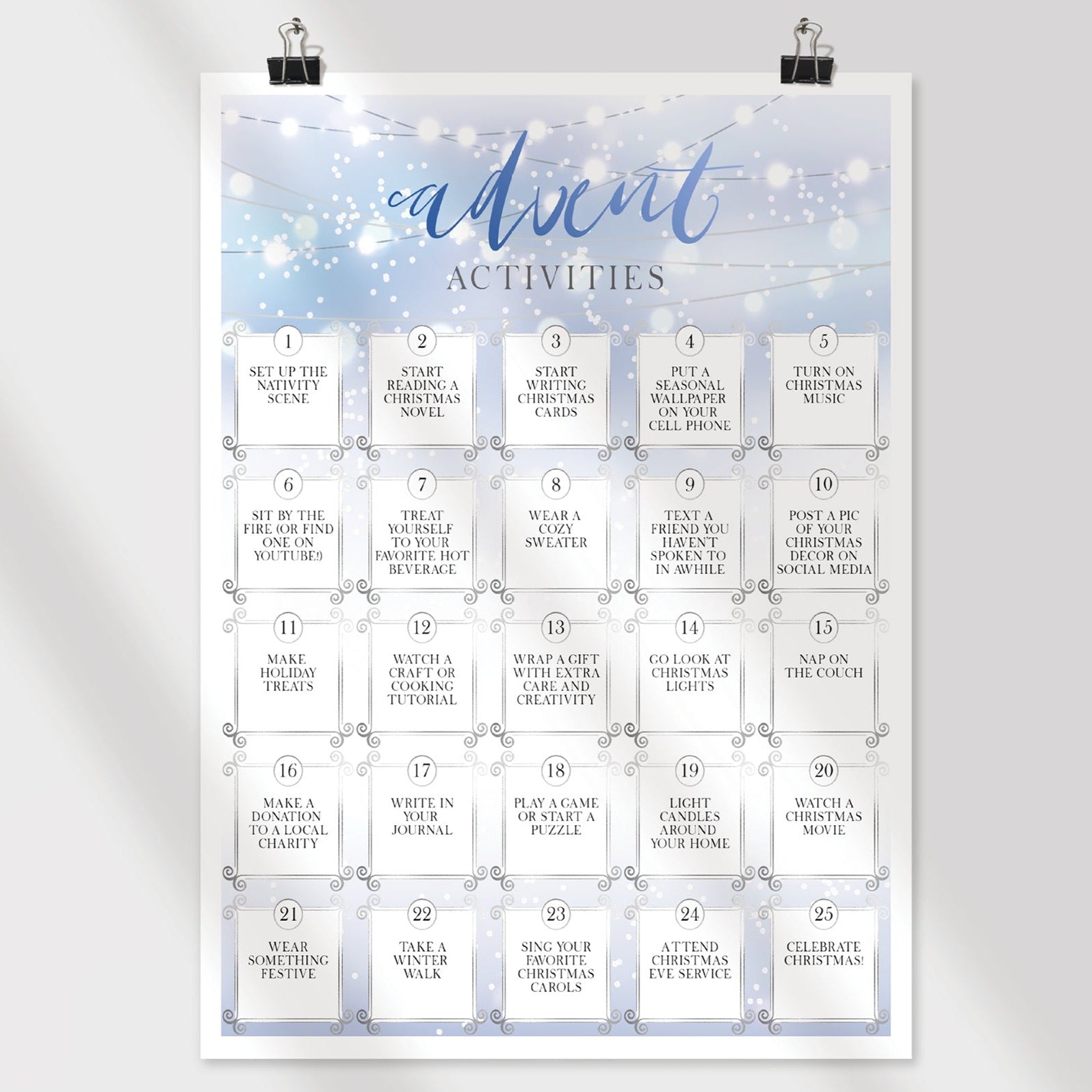 Advent Activities Calendar - Blue Winter