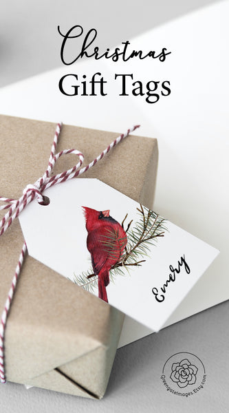 Cardinal Christmas Gift Tag Set