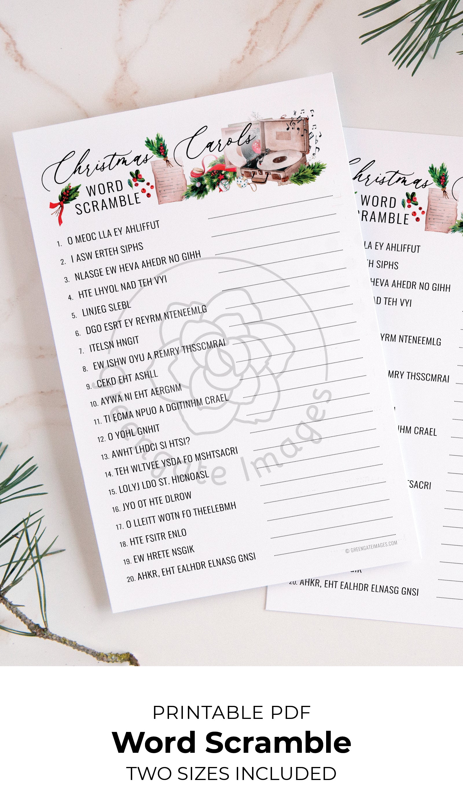 Christmas Carols Word Scramble – Greengate Images for Free Printable Christmas Carol Games